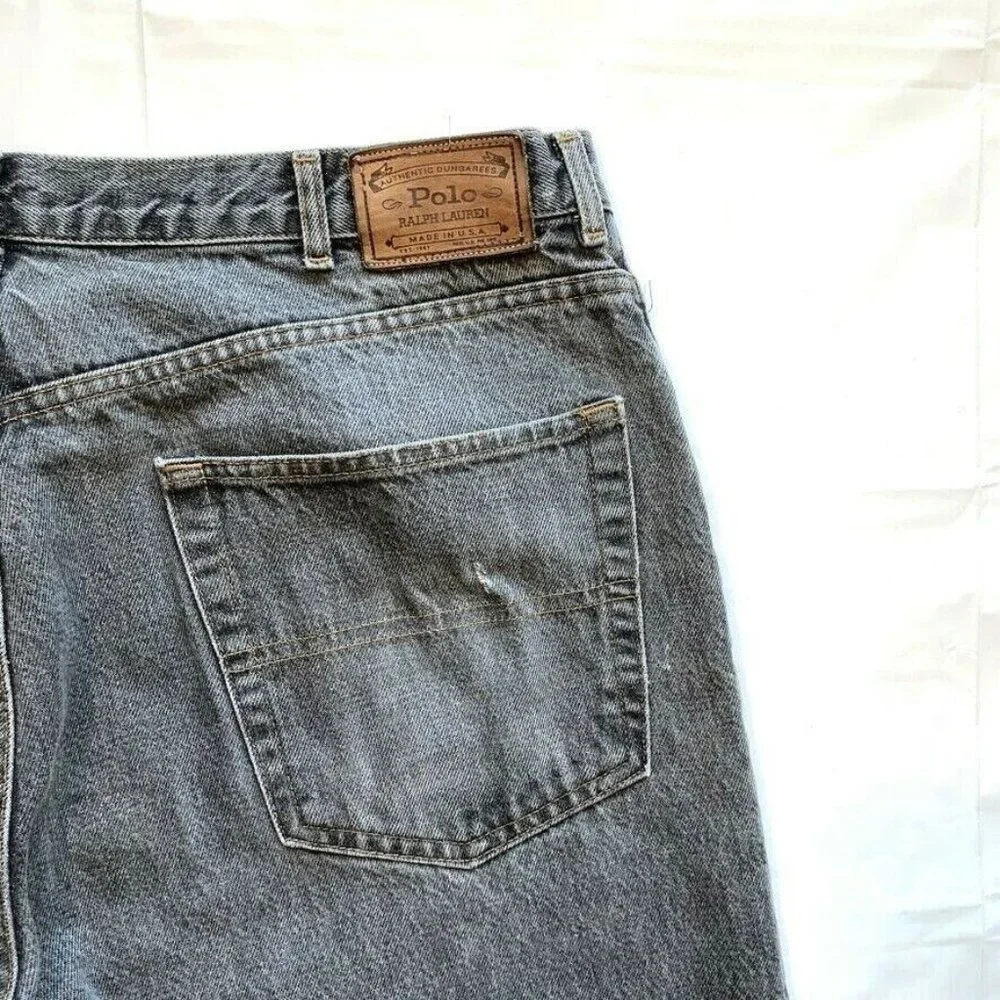 Vintage Polo Ralph Lauren Jeans Mens 38x30 (38x28) USA Made‎ Loose Black Denim